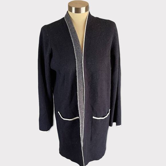 Premise Womens Medium Navy Blue Open Front Cardigan Sweater Pockets Blend - Picture 1 of 10